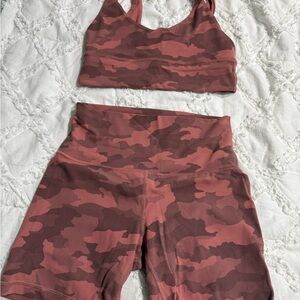 Lululemon Align Camo Sports Bra and Shorts Set